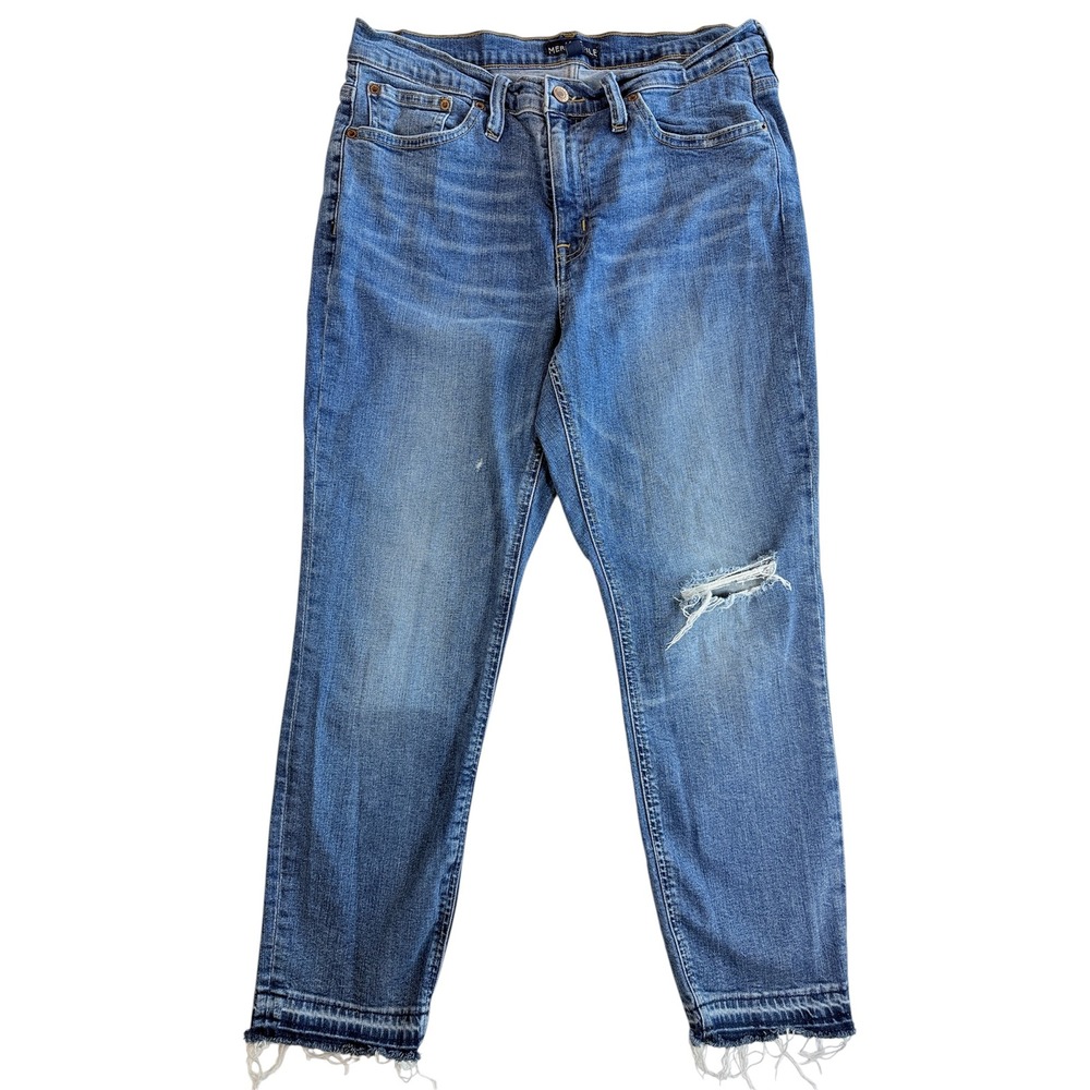 J.Crew Mercantile Jeans Women‎ 29 Blue Distressed Raw Hem High Rise